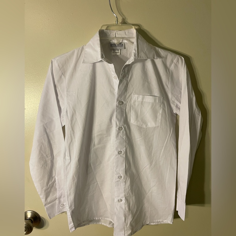Spring Notion Classic White Kid’s button down dress shirt